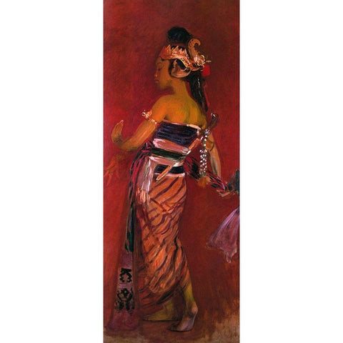 A Javanese Dancer 1889 Gold Ornate Wood Framed Art Print with Double Matting by Sargent, John Singer