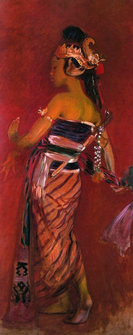A Javanese Dancer 1889 White Modern Wood Framed Art Print with Double Matting by Sargent, John Singer