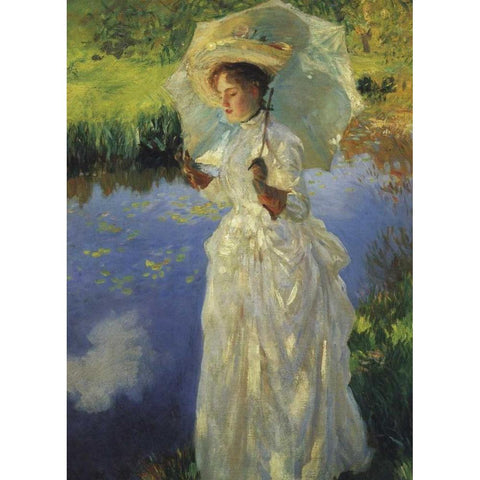 A Morning Walk 1888 Gold Ornate Wood Framed Art Print with Double Matting by Sargent, John Singer