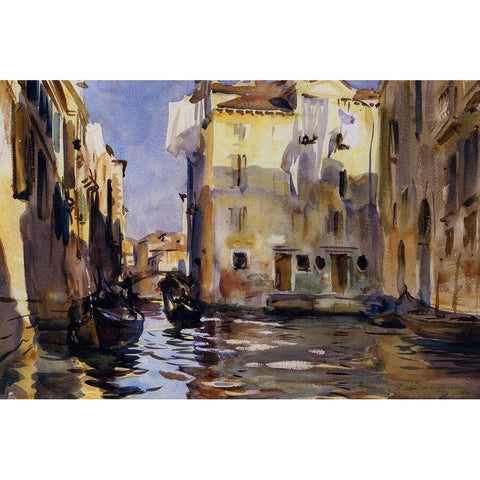 A Side Canal, Venice, 1902-04 Gold Ornate Wood Framed Art Print with Double Matting by Sargent, John Singer