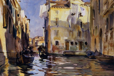 A Side Canal, Venice, 1902-04 White Modern Wood Framed Art Print with Double Matting by Sargent, John Singer
