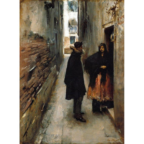 A Street in Venice Black Modern Wood Framed Art Print by Sargent, John Singer