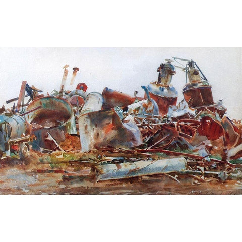 A Wrecked Sugar Refinery Gold Ornate Wood Framed Art Print with Double Matting by Sargent, John Singer