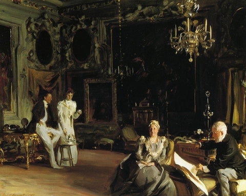An Interior in Venice 1899 White Modern Wood Framed Art Print with Double Matting by Sargent, John Singer