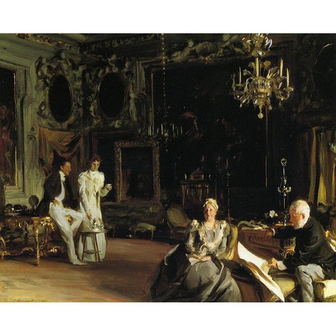 An Interior in Venice 1899 Black Modern Wood Framed Art Print with Double Matting by Sargent, John Singer