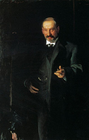 Asher Wertheimer 1898 Black Ornate Wood Framed Art Print with Double Matting by Sargent, John Singer