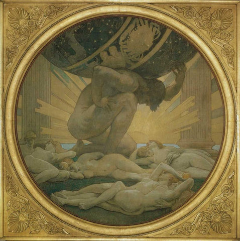 Atlas and the Hesperides, 1922 White Modern Wood Framed Art Print with Double Matting by Sargent, John Singer