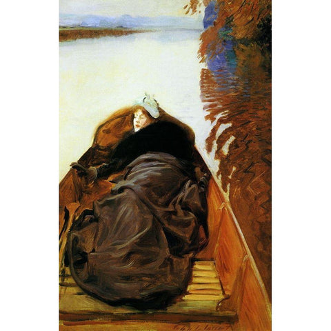 Autumn on the River, 1889 Black Modern Wood Framed Art Print with Double Matting by Sargent, John Singer