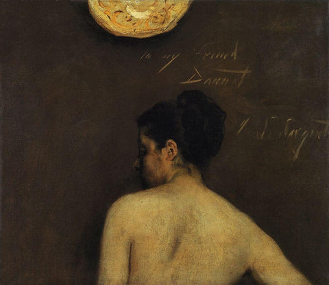 Back View of a Nude Model White Modern Wood Framed Art Print with Double Matting by Sargent, John Singer