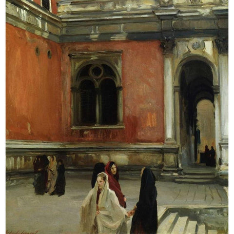 Campo behind the Scuola di San Rocco, 1882 Black Modern Wood Framed Art Print by Sargent, John Singer