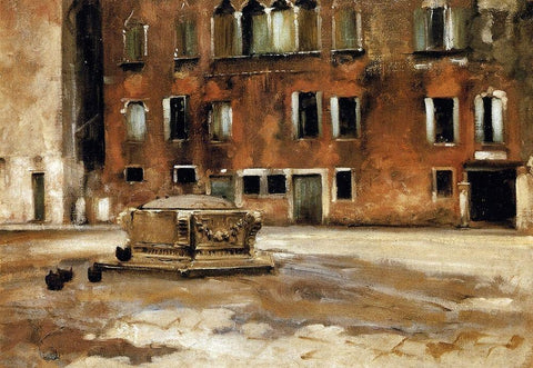 Campo Sant Agnese, Venice, 1882 White Modern Wood Framed Art Print with Double Matting by Sargent, John Singer