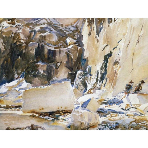 Carrara, in a Quarry, 1911 White Modern Wood Framed Art Print by Sargent, John Singer