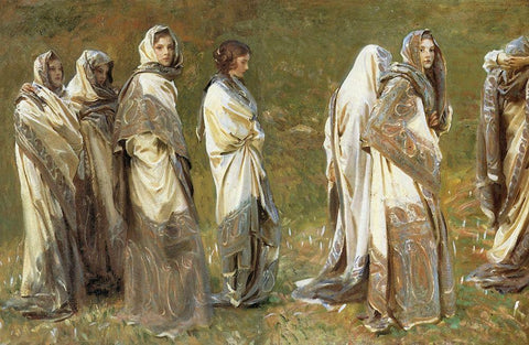 Cashmere 1908 White Modern Wood Framed Art Print with Double Matting by Sargent, John Singer