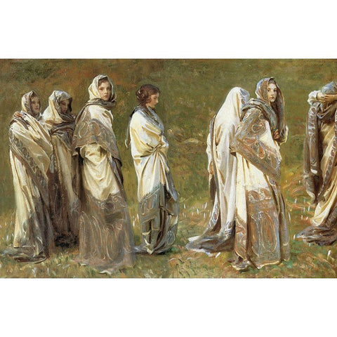 Cashmere 1908 Black Modern Wood Framed Art Print with Double Matting by Sargent, John Singer