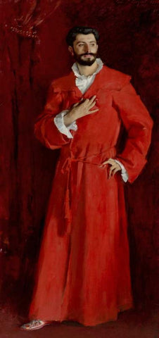 Doctor Pozzi at Home, 1881 White Modern Wood Framed Art Print with Double Matting by Sargent, John Singer
