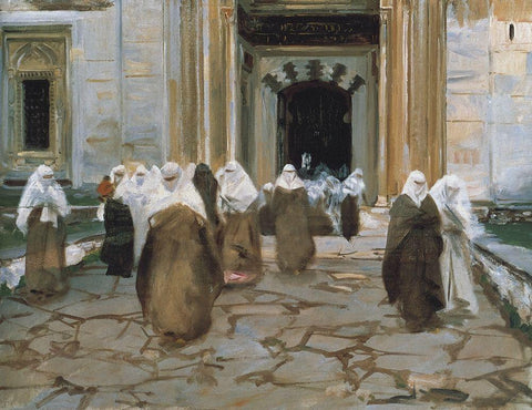 Door of a Mosque, 1891 White Modern Wood Framed Art Print with Double Matting by Sargent, John Singer
