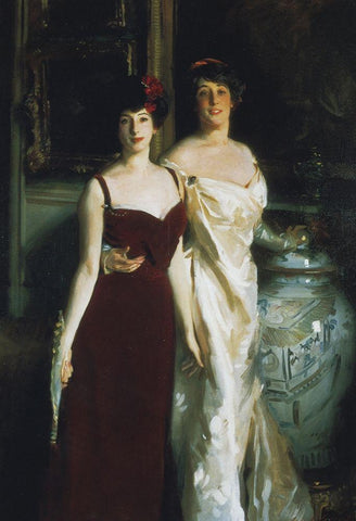 Ena and Betty, Daughters of Asher and Mrs. Wertheimer White Modern Wood Framed Art Print with Double Matting by Sargent, John Singer