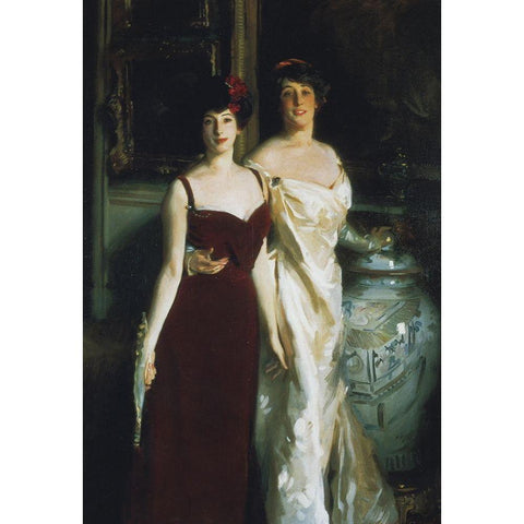 Ena and Betty, Daughters of Asher and Mrs. Wertheimer Black Modern Wood Framed Art Print with Double Matting by Sargent, John Singer