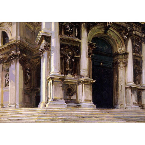 Entrance to Santa Maria della Salute, Venice, 1909 Black Modern Wood Framed Art Print with Double Matting by Sargent, John Singer
