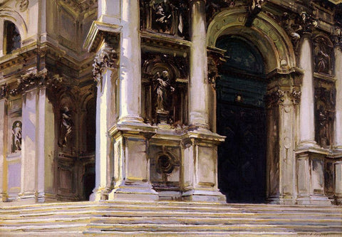 Entrance to Santa Maria della Salute, Venice, 1909 White Modern Wood Framed Art Print with Double Matting by Sargent, John Singer