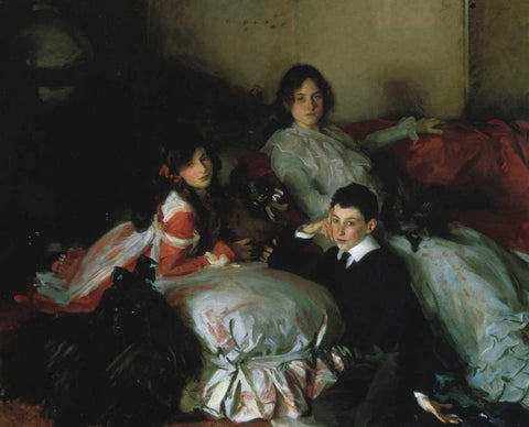 Essie, Ruby, and Ferdinand, Children of Asher Wertheimer White Modern Wood Framed Art Print with Double Matting by Sargent, John Singer