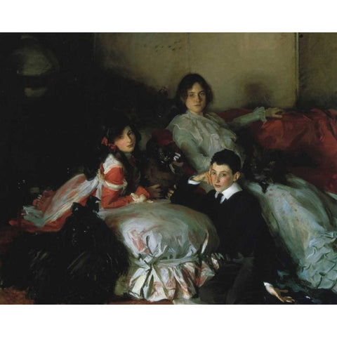 Essie, Ruby, and Ferdinand, Children of Asher Wertheimer Gold Ornate Wood Framed Art Print with Double Matting by Sargent, John Singer