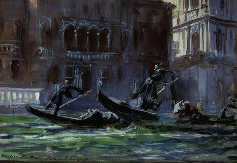 Festa della Regata, 1902-04 White Modern Wood Framed Art Print with Double Matting by Sargent, John Singer