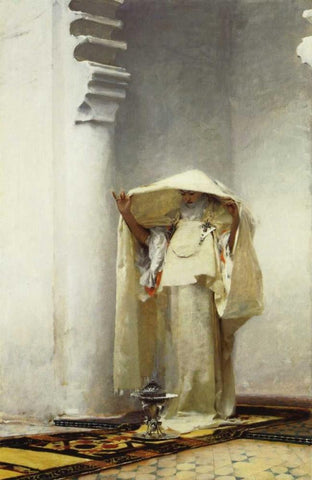 Fumee dAmbre Gris White Modern Wood Framed Art Print with Double Matting by Sargent, John Singer