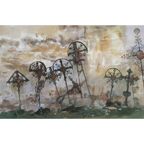 Graveyard in the Tyrol Black Modern Wood Framed Art Print by Sargent, John Singer