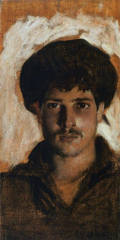 Head of a Young Man, 1878 White Modern Wood Framed Art Print with Double Matting by Sargent, John Singer