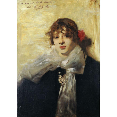 Head of a Young Woman 1880-82 White Modern Wood Framed Art Print by Sargent, John Singer