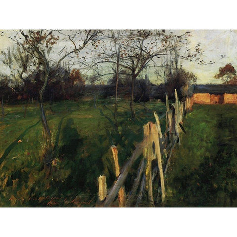 Home Fields Gold Ornate Wood Framed Art Print with Double Matting by Sargent, John Singer