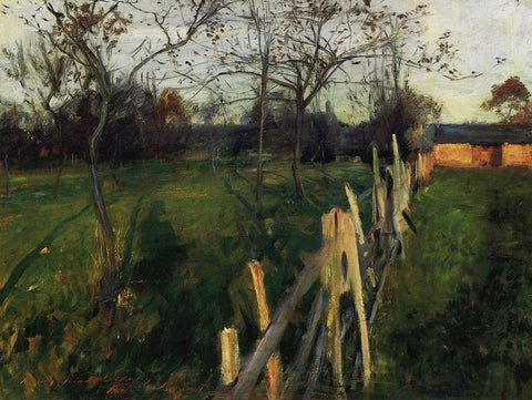 Home Fields White Modern Wood Framed Art Print with Double Matting by Sargent, John Singer