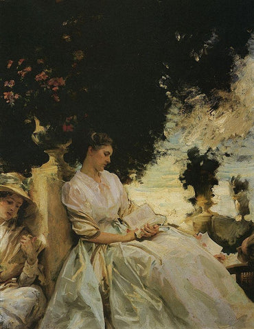 Jane de Glehn in Corfu White Modern Wood Framed Art Print with Double Matting by Sargent, John Singer