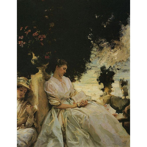 Jane de Glehn in Corfu White Modern Wood Framed Art Print by Sargent, John Singer