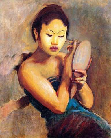 Javanese Girl at her Toilet, 1889 Black Ornate Wood Framed Art Print with Double Matting by Sargent, John Singer