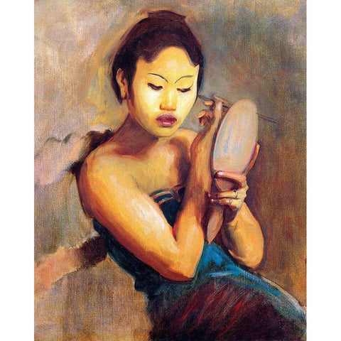 Javanese Girl at her Toilet, 1889 Gold Ornate Wood Framed Art Print with Double Matting by Sargent, John Singer