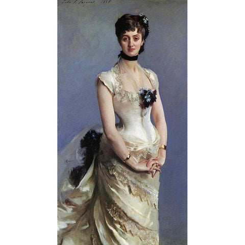 Madame Paul Poirson 1885 Gold Ornate Wood Framed Art Print with Double Matting by Sargent, John Singer