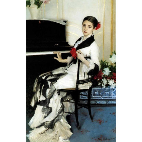 Madame Ramon Subercaseaux Gold Ornate Wood Framed Art Print with Double Matting by Sargent, John Singer