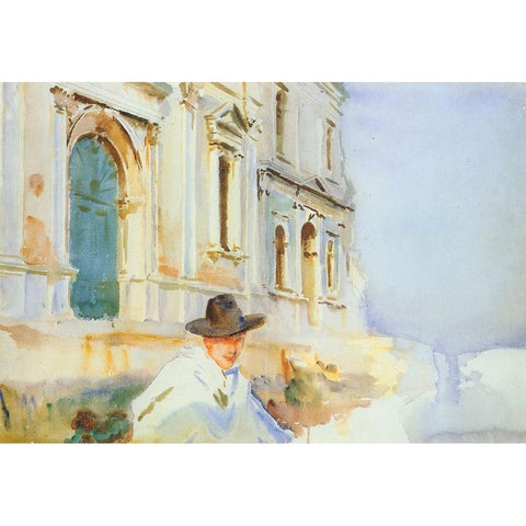 Man in a Gondola, Venice Black Modern Wood Framed Art Print with Double Matting by Sargent, John Singer