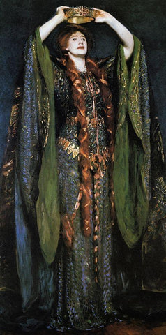 Miss Ellen Terry as Lady Macbeth White Modern Wood Framed Art Print with Double Matting by Sargent, John Singer