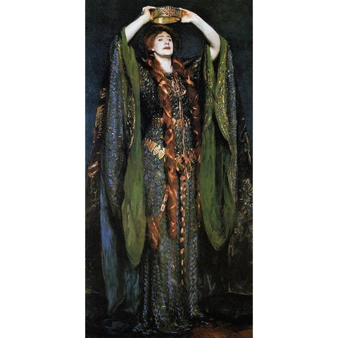 Miss Ellen Terry as Lady Macbeth Gold Ornate Wood Framed Art Print with Double Matting by Sargent, John Singer