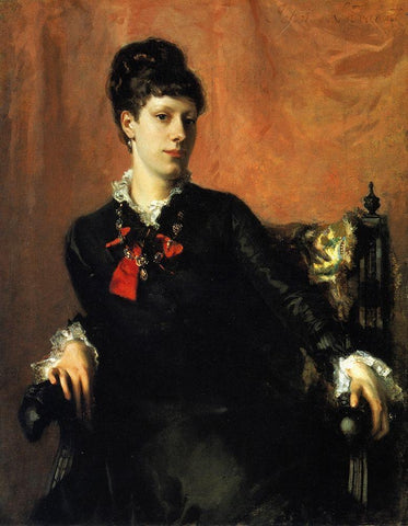 Miss Frances Sherborne Ridley Watts White Modern Wood Framed Art Print with Double Matting by Sargent, John Singer