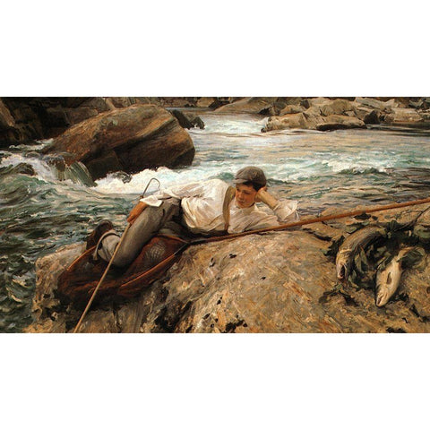 On his Holidays Gold Ornate Wood Framed Art Print with Double Matting by Sargent, John Singer