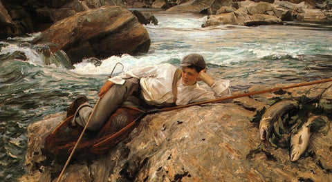 On his Holidays White Modern Wood Framed Art Print with Double Matting by Sargent, John Singer