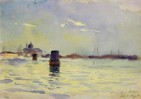 On the Lagoons, Venice, 1880-81 White Modern Wood Framed Art Print with Double Matting by Sargent, John Singer