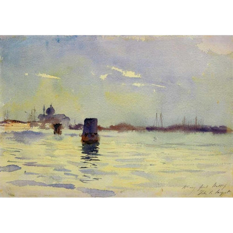 On the Lagoons, Venice, 1880-81 Black Modern Wood Framed Art Print with Double Matting by Sargent, John Singer