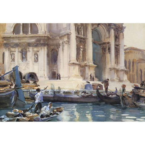 On the Steps of the Salute, 1906 Gold Ornate Wood Framed Art Print with Double Matting by Sargent, John Singer