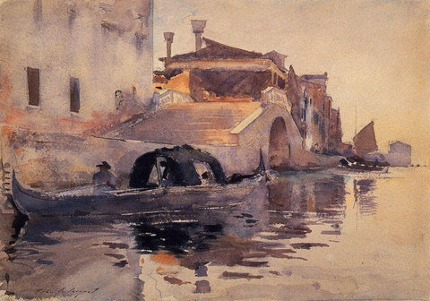 Ponte Panada Fondamenta Nuove, 1880-81 White Modern Wood Framed Art Print with Double Matting by Sargent, John Singer
