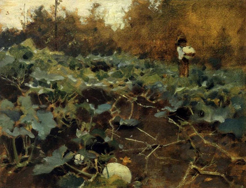 Pumpkins 1878-80 White Modern Wood Framed Art Print with Double Matting by Sargent, John Singer